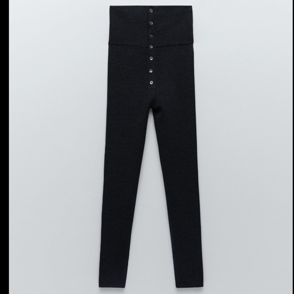 NWOT ZARA wool blend buttoned leggings - Picture 4 of 7